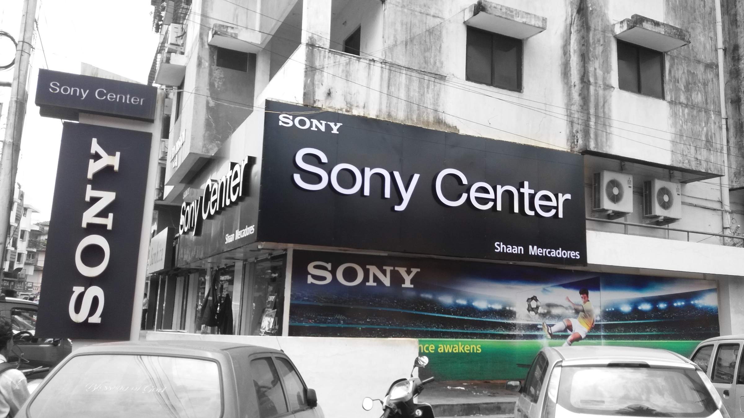 Sony Center facia signboard on a multi-storey building
